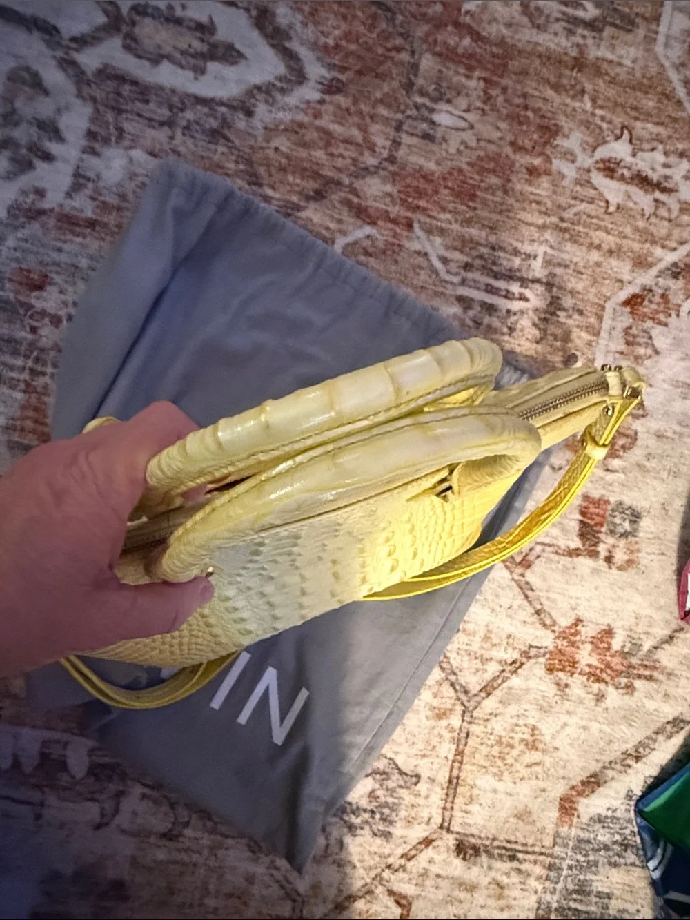 Brahmin Lemon Croc-Embossed Leather Satchel